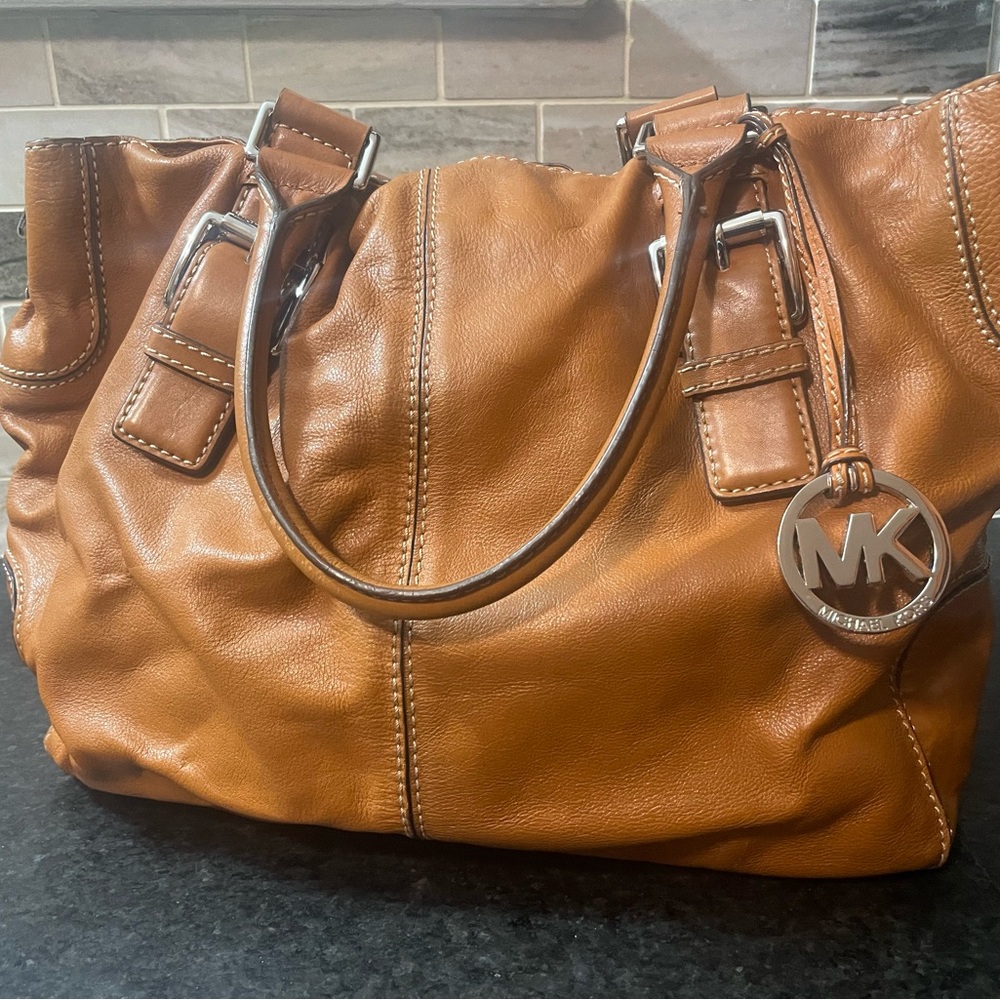 Michael Kors Brown Leather Buckle Shoulder Bag